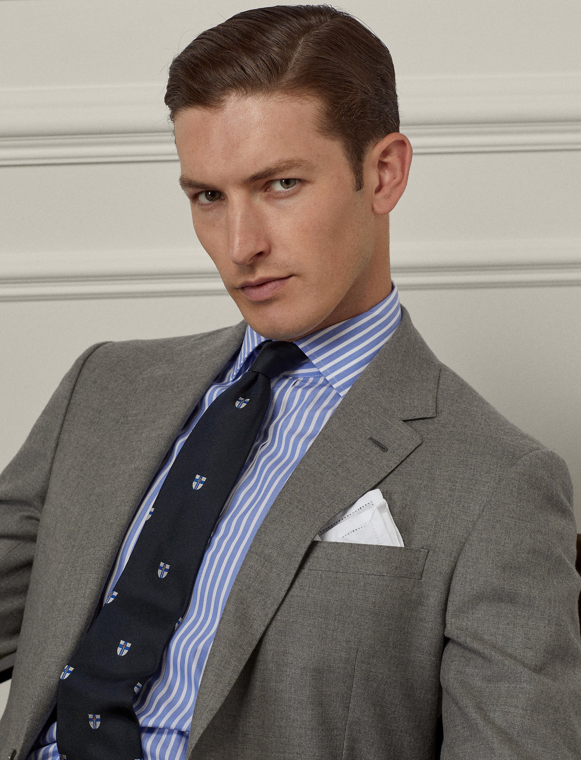 Costume Kent en flanelle de laine - Pearl Grey Melange