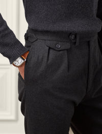 Gregory wool flannel trousers - Charcoal