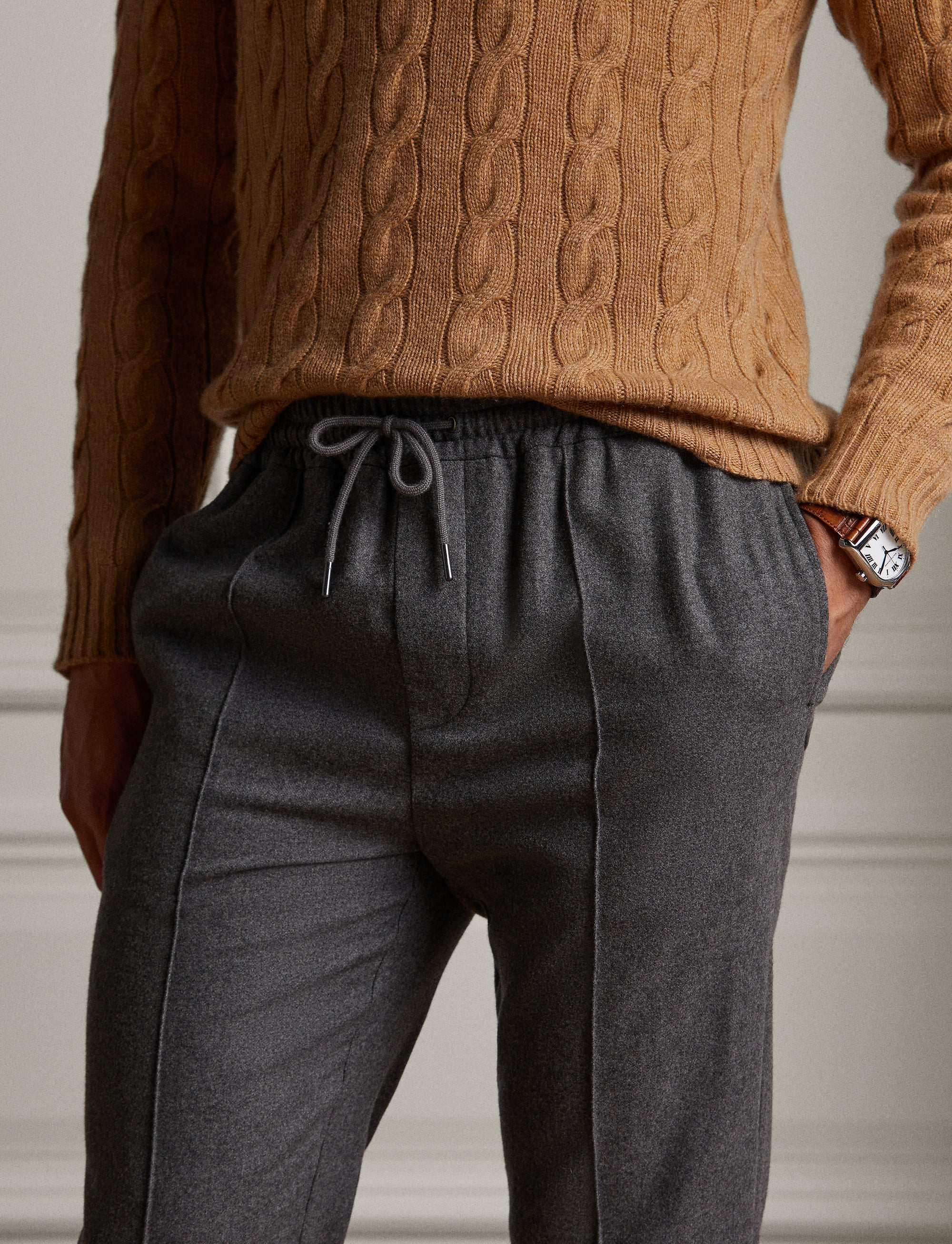 Wool flannel trousers - Medium Grey