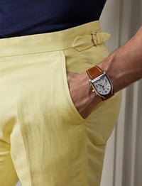Pantalon Gregory en soie et lin mélangé - Lemon Meringue