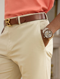 Slim-fit stretch chino trousers - Classic Stone