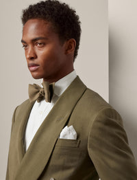 Veste Kent confectionnée main en gabardine de soie - Olive Night