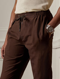 Pantalon en soie et lin mélangé - Luggage Brown