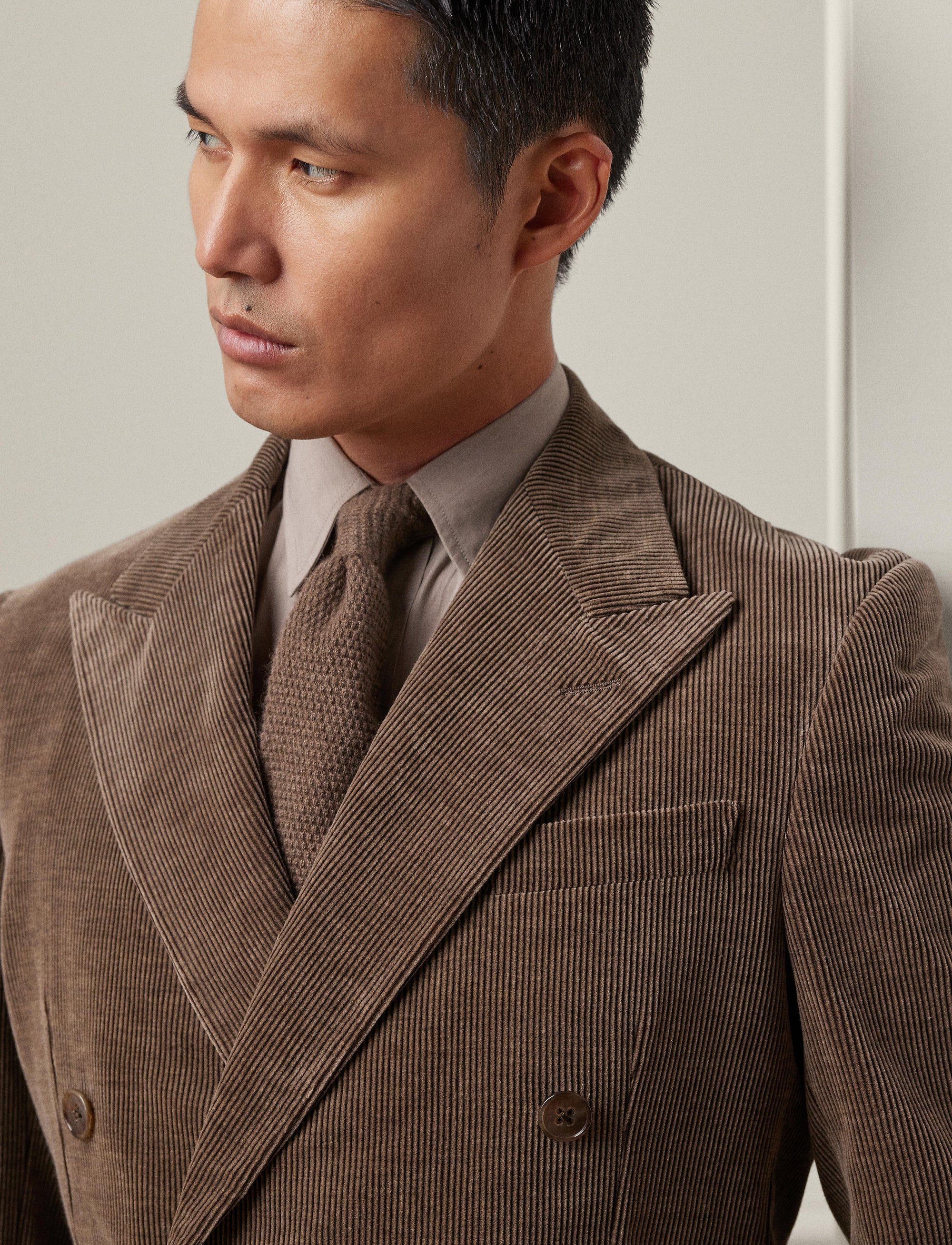 Kent velvet suit jacket - Dark Taupe Heather