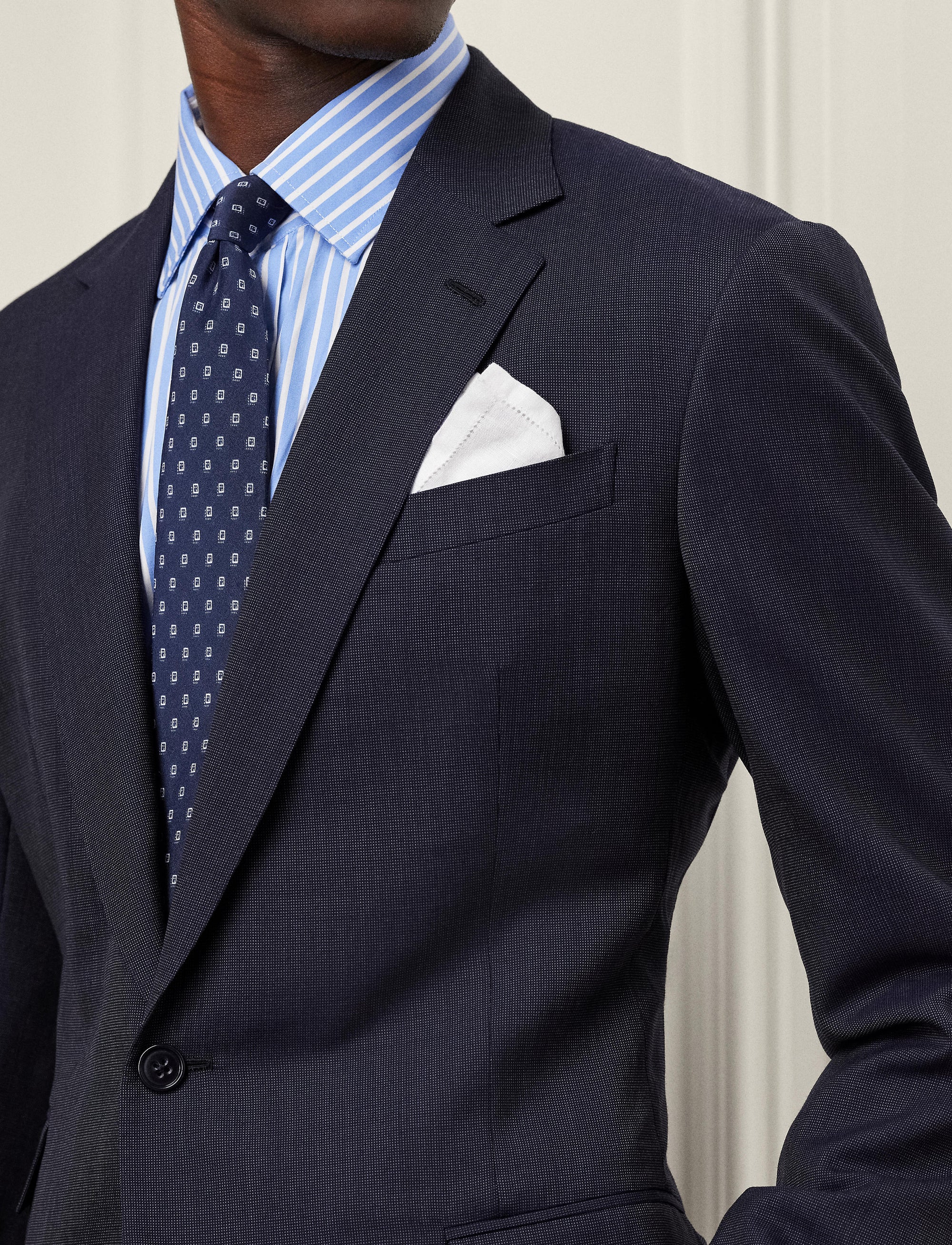 Costume Kent fait main en laine - Navy & Grey