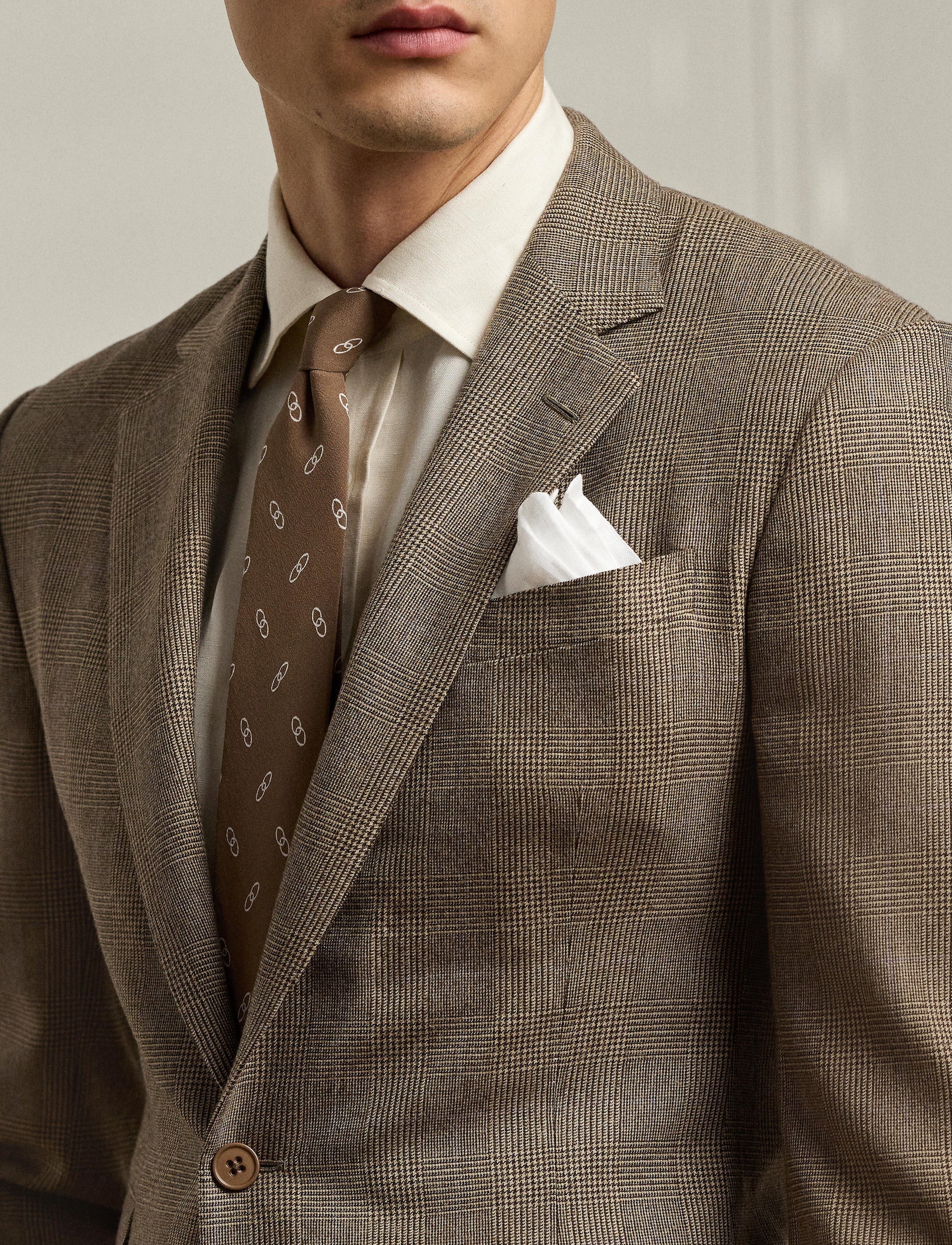 Costume Kent prince-de-galles en laine - Tan, Brown With Purple Deco