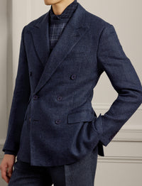 Veste Kent à chevrons en lin - Navy