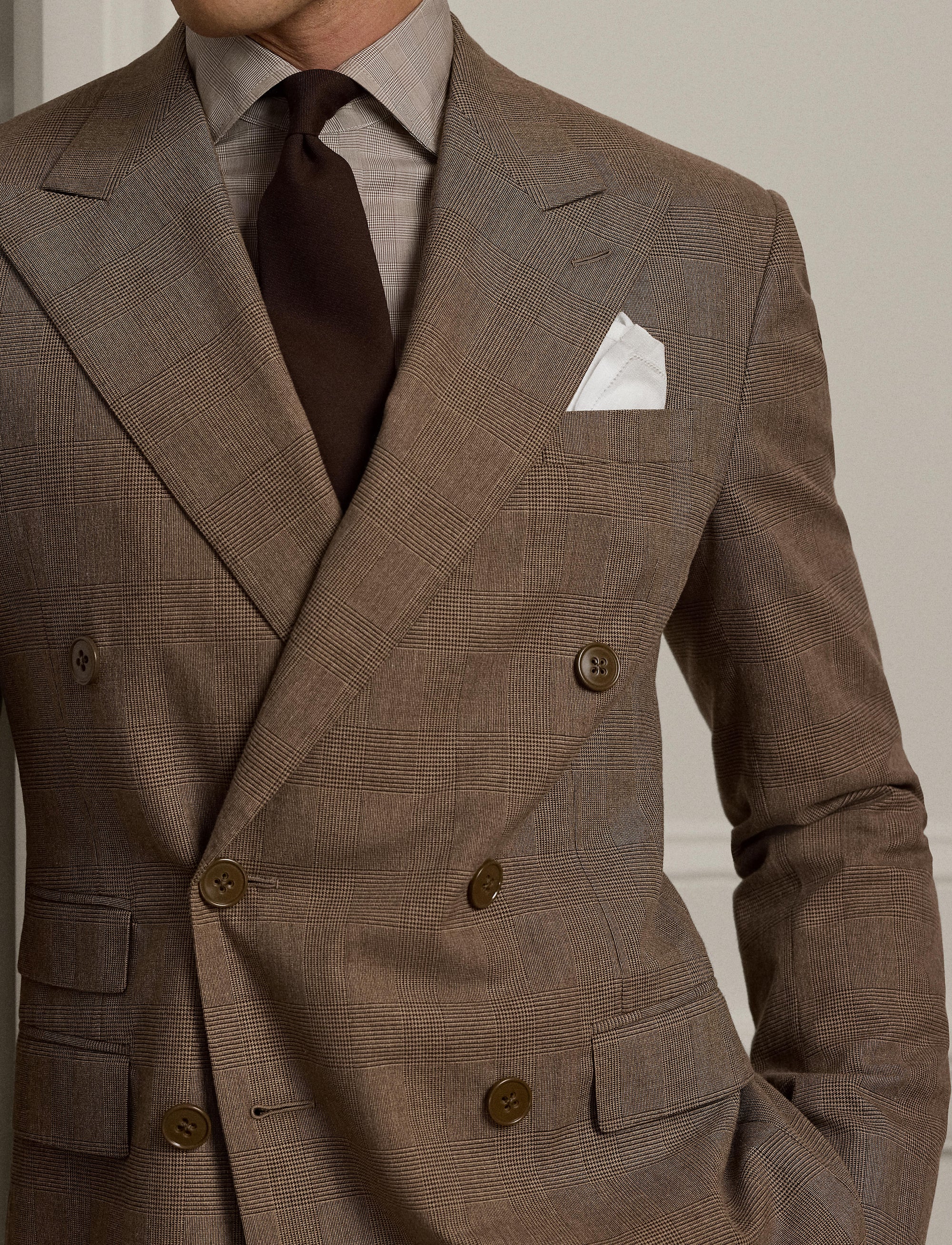 Kent Prince of Wales wool suit - Camel & Brown