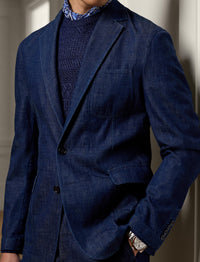 Veste de costume Kent en denim - Navy