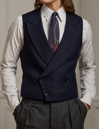 Wool flannel cardigan - Navy