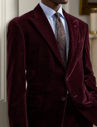Veste Kent en velours - Dark Maroon