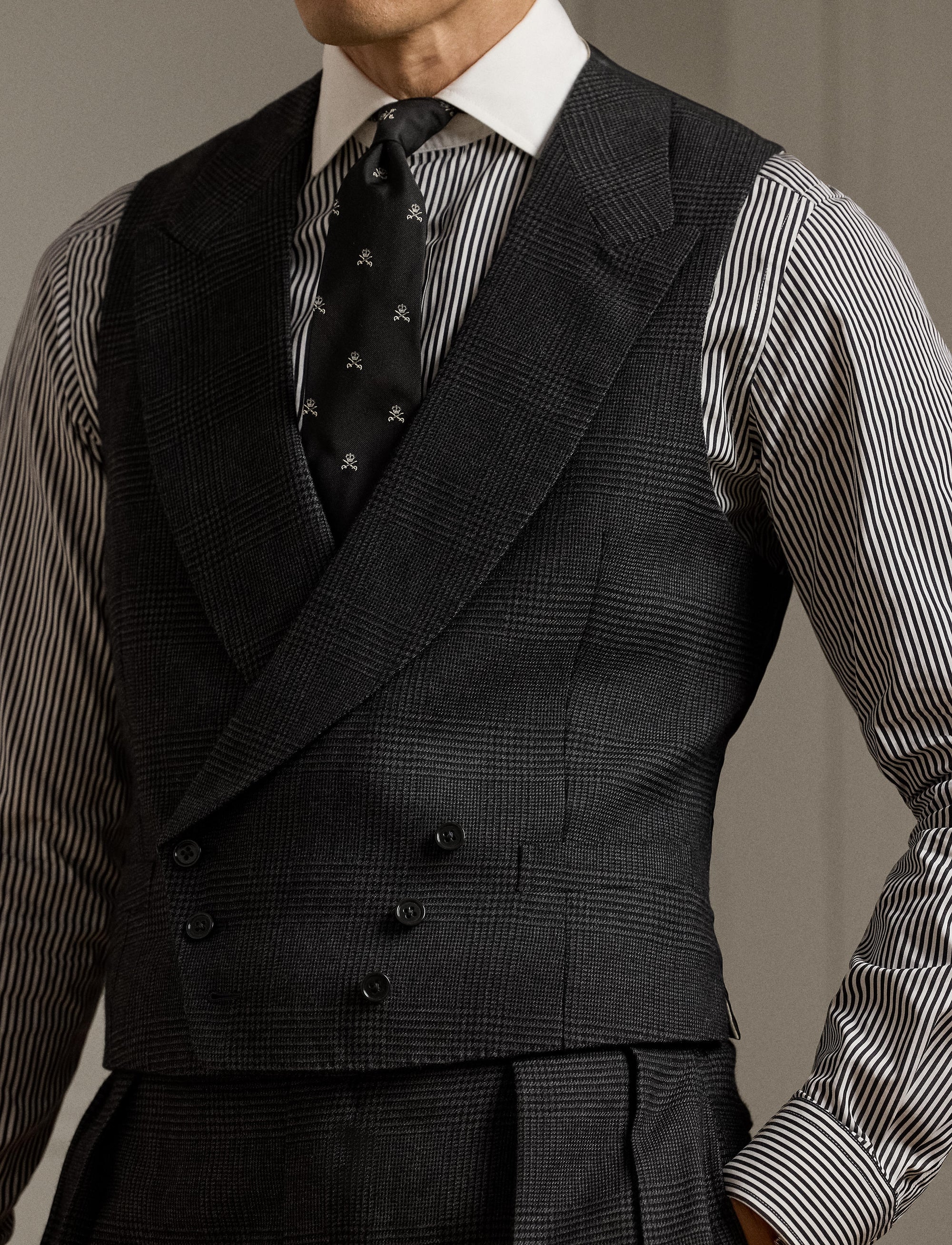 Cashmere tartan cardigan - Dark Grey & Multicolore