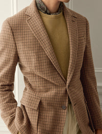 Blazer Kent à carreaux en cachemire et laine mélangé - Tan, Brown & Multicolore
