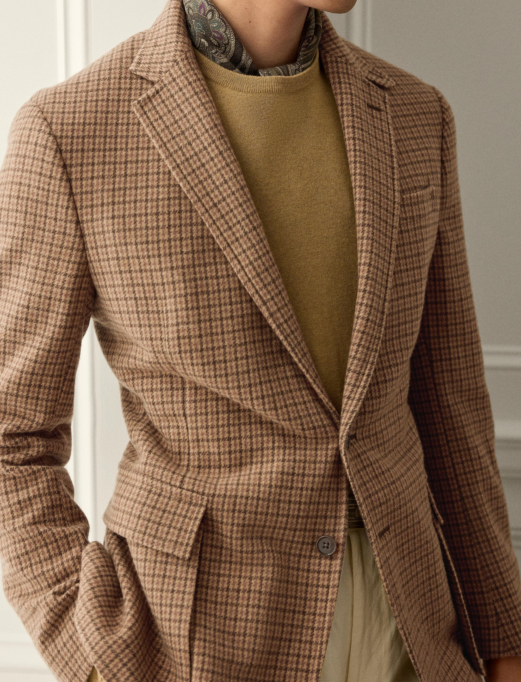 Blazer Kent à carreaux en cachemire et laine mélangé - Tan, Brown & Multicolore