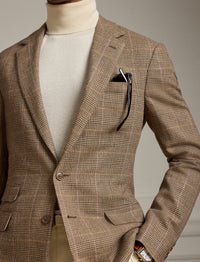Veste de costume Kent prince-de-galles en laine - Cream, Light Brown & Multicolore