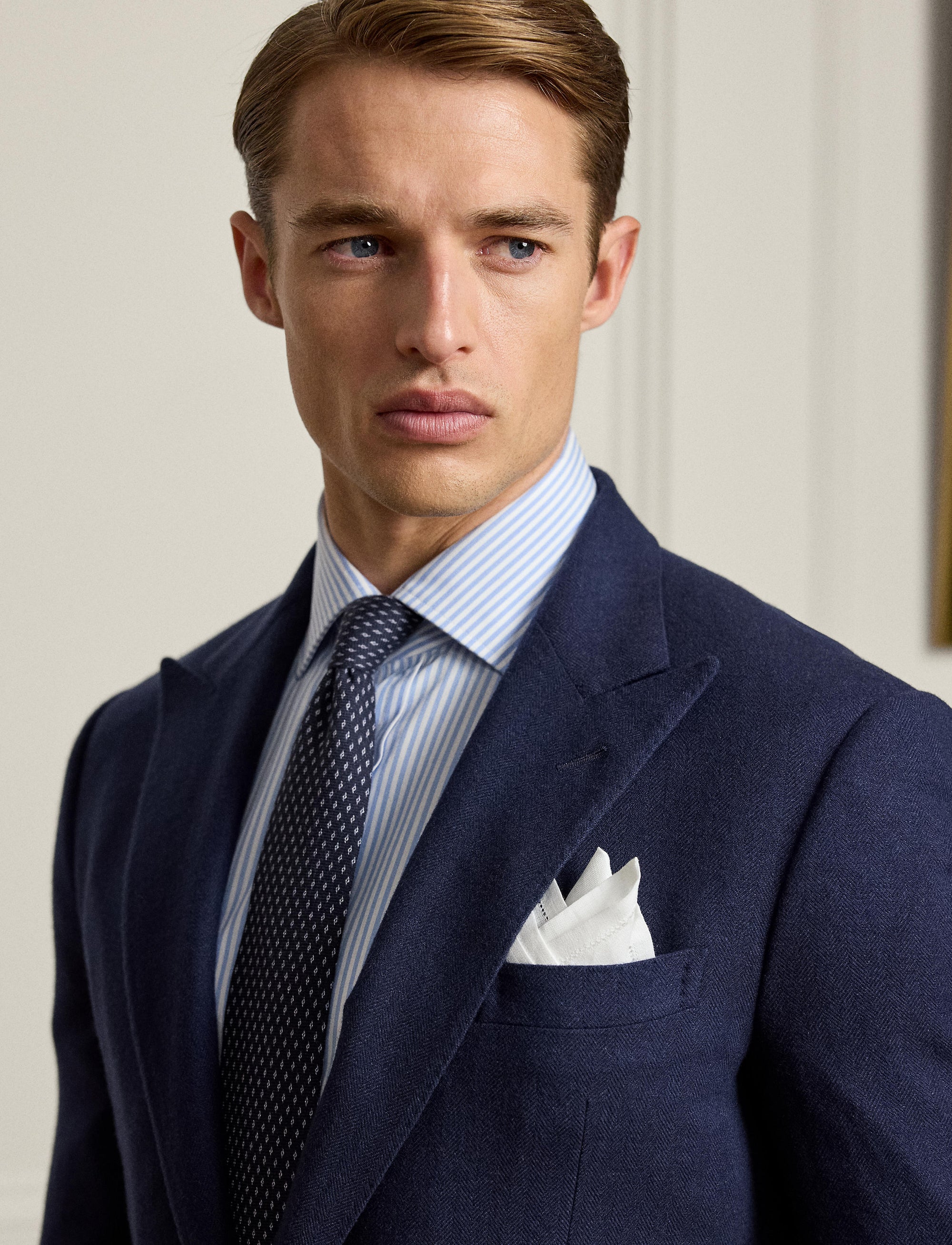 Veste Kent à chevrons en laine - Navy