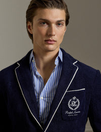 Embroidered cotton terry blazer - Classic Chairman Navy
