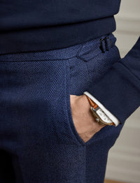 Gregory dress trousers in linen - Navy