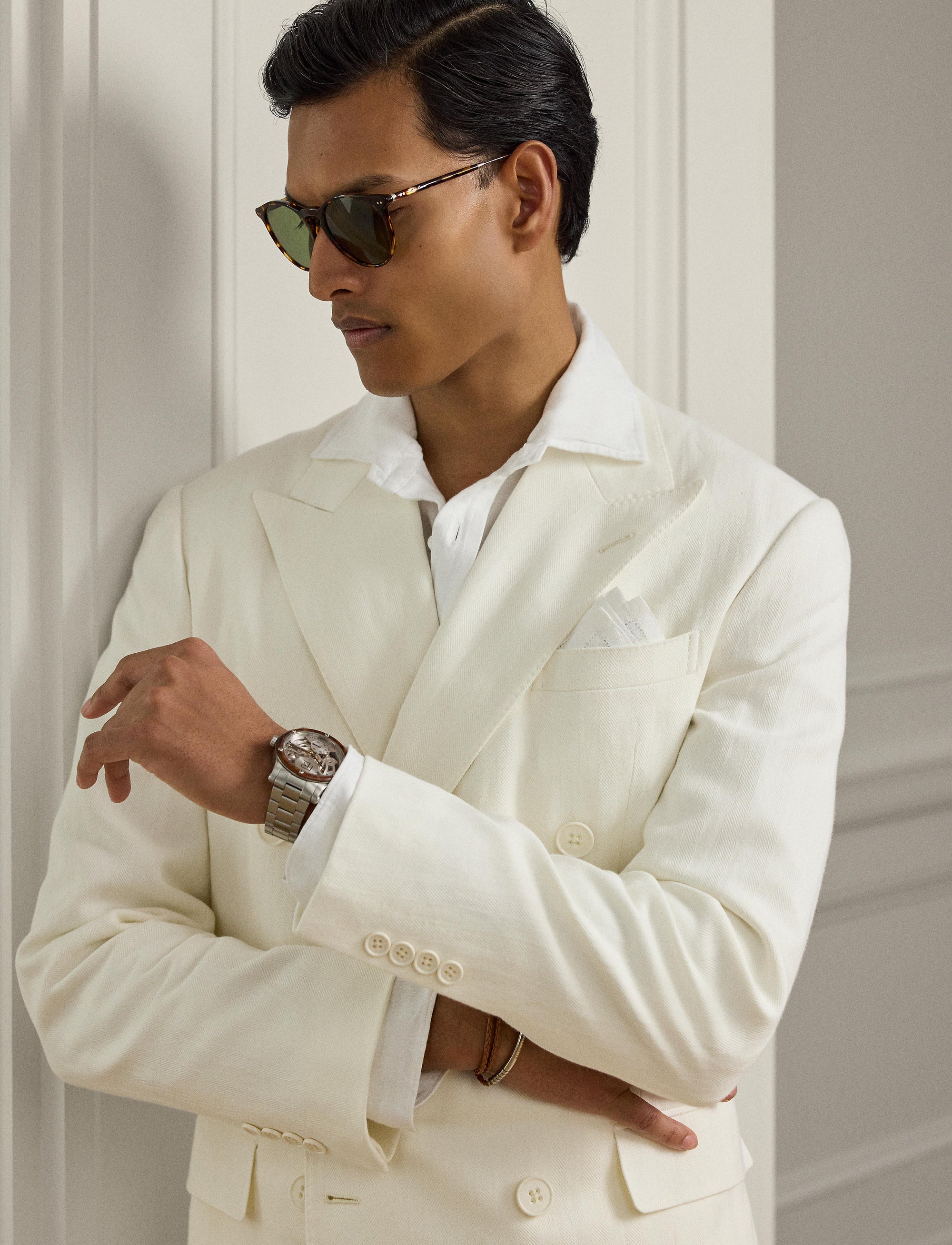 Veste de costume Kent fen lin - Lux Cream