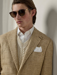 Veste Kent prince-de-galles en soie - Tan & Cream