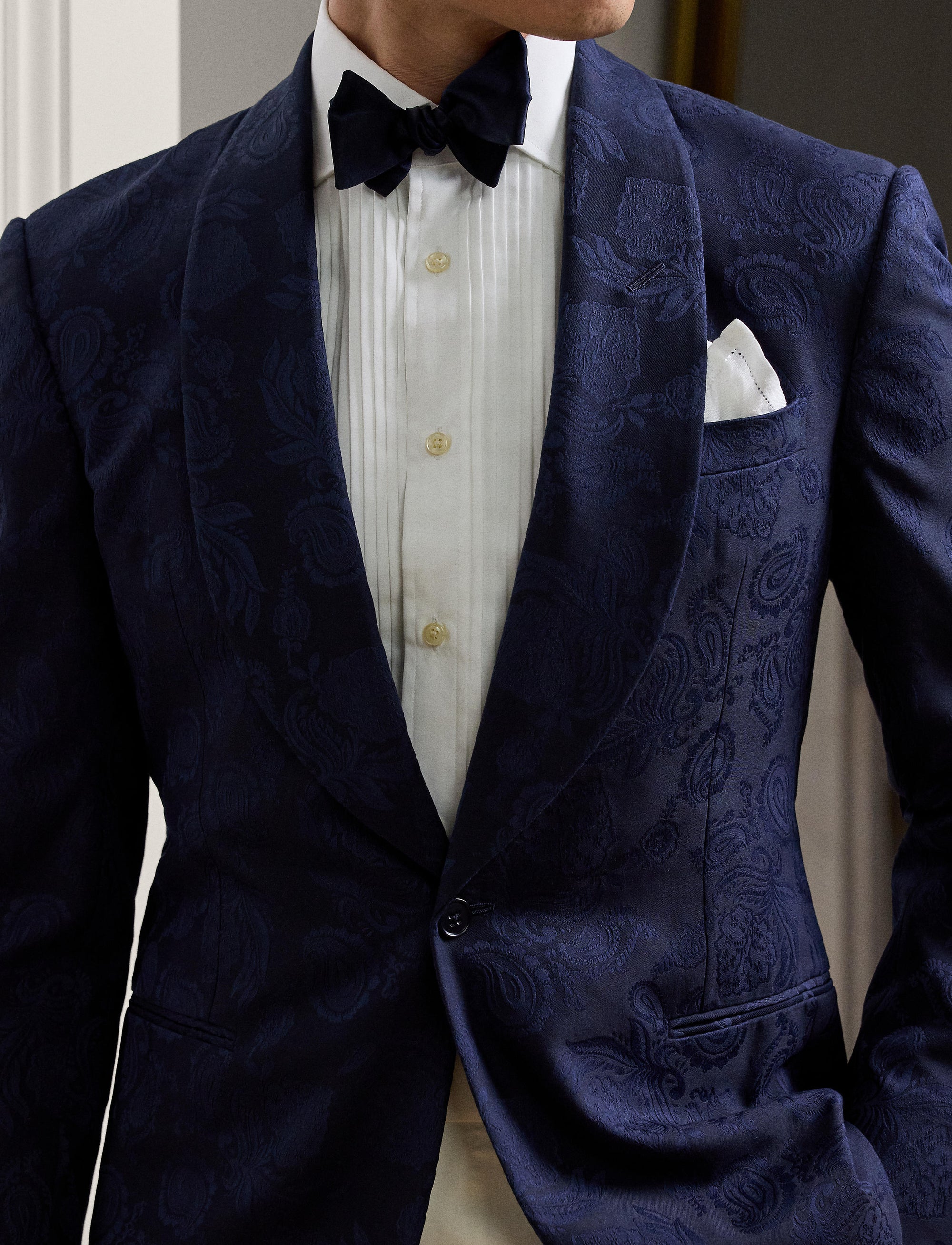 Veste Kent à motif en soie mélangée - Navy & Multicolore