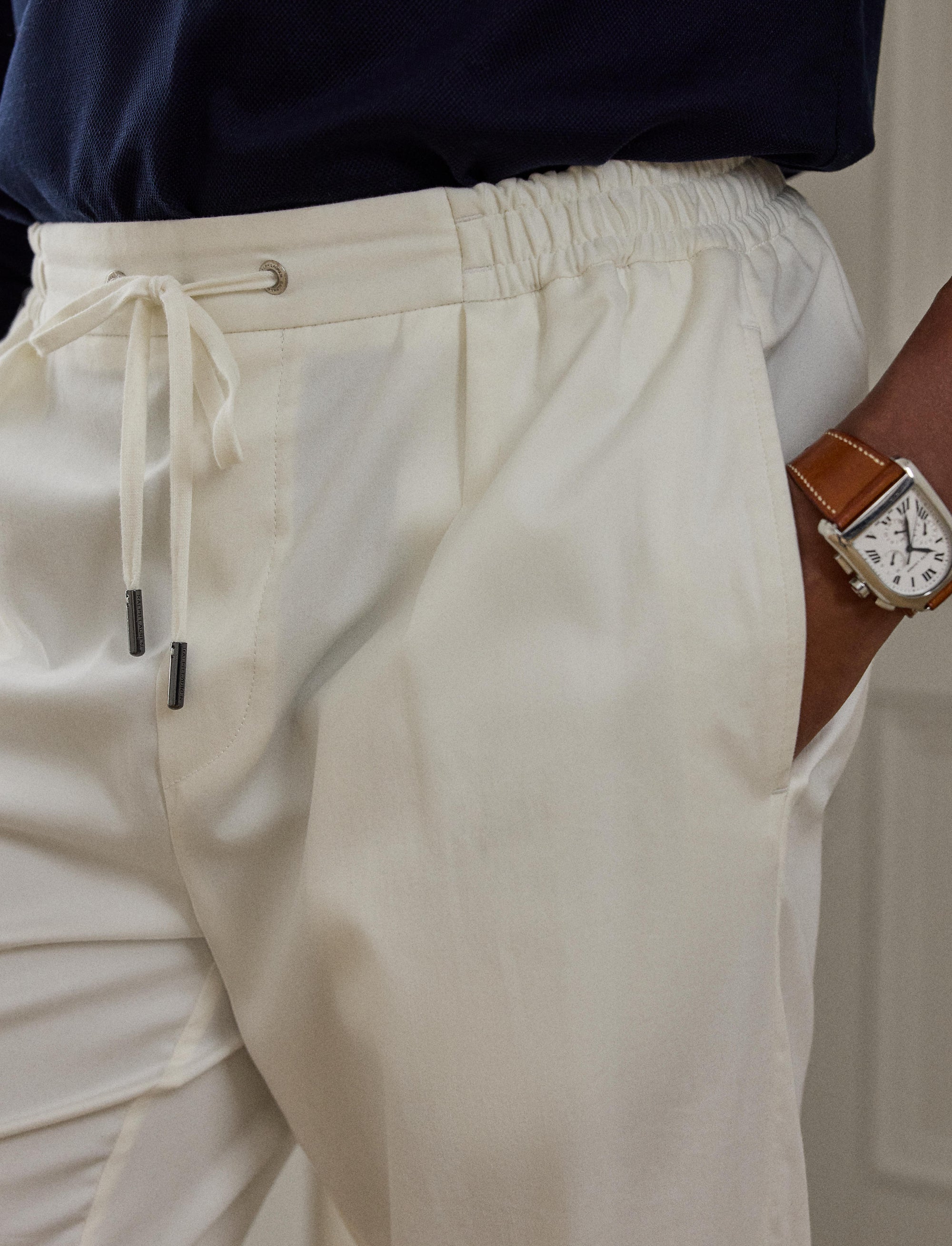 Stretch satin trousers - Deckwash White