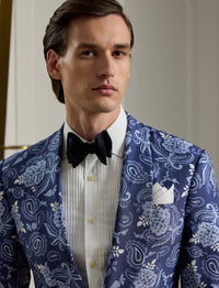Veste Kent à motif en soie - Navy Tonal