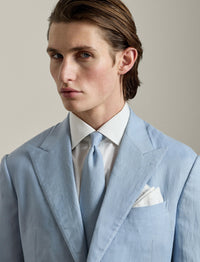 Kent jacket in silk and linen blend - Chambray Blue