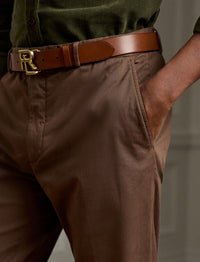 Pantalon chino stretch slim fait main - Chestnut Brown
