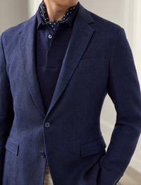 Hadley herringbone linen jacket - Navy