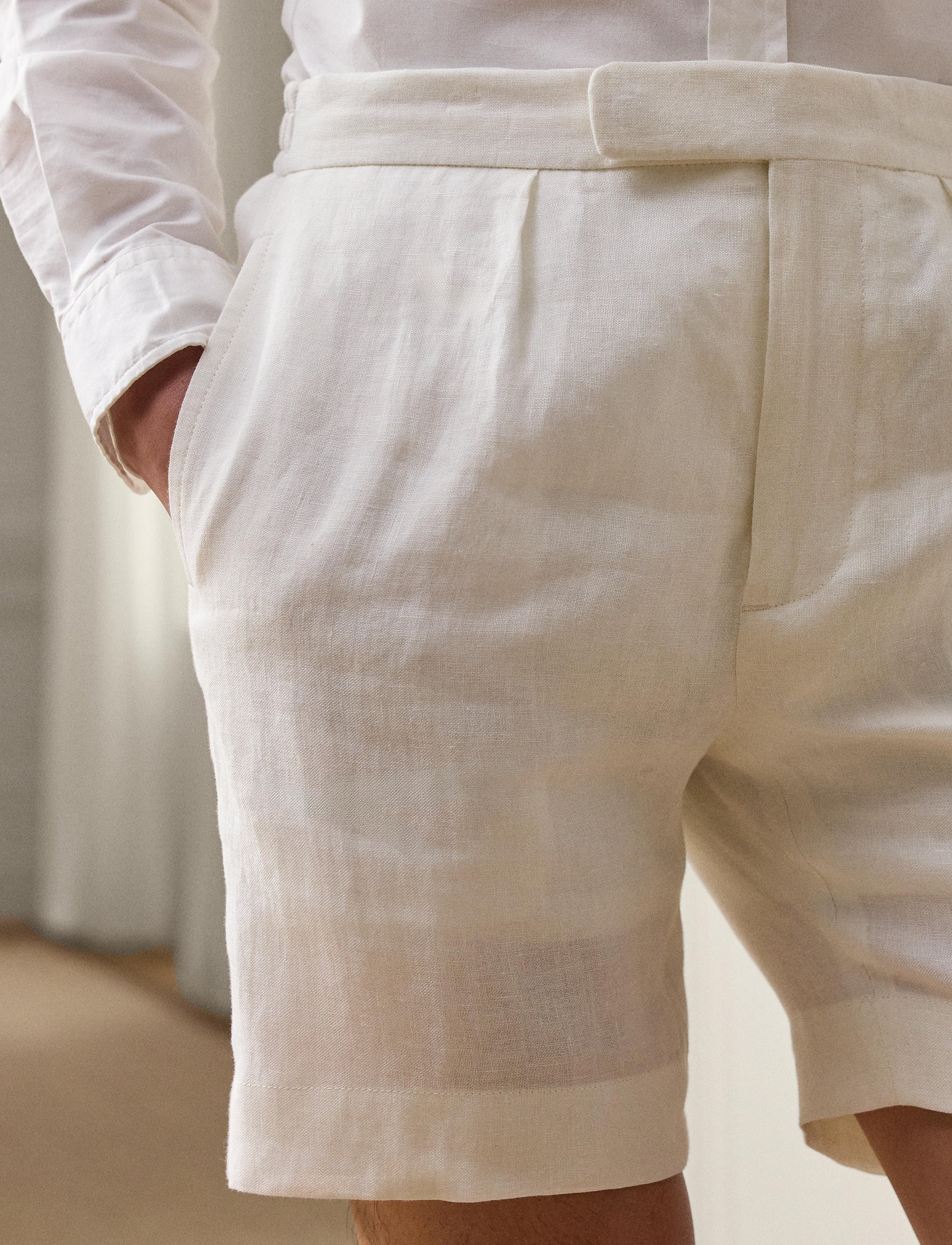 Short en dobby de lin - Deckwash White