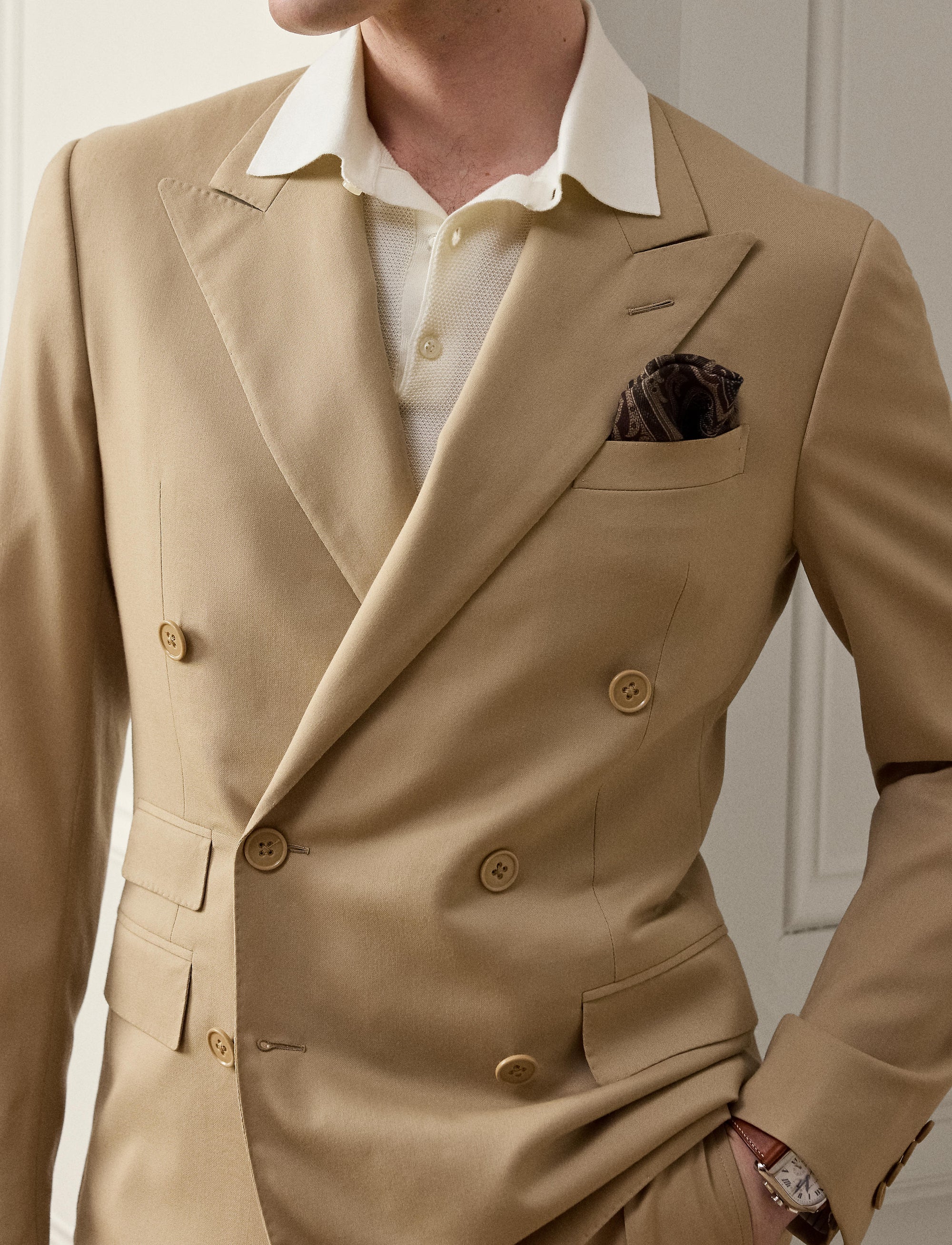 Veste Kent en gabardine de laine - Tan