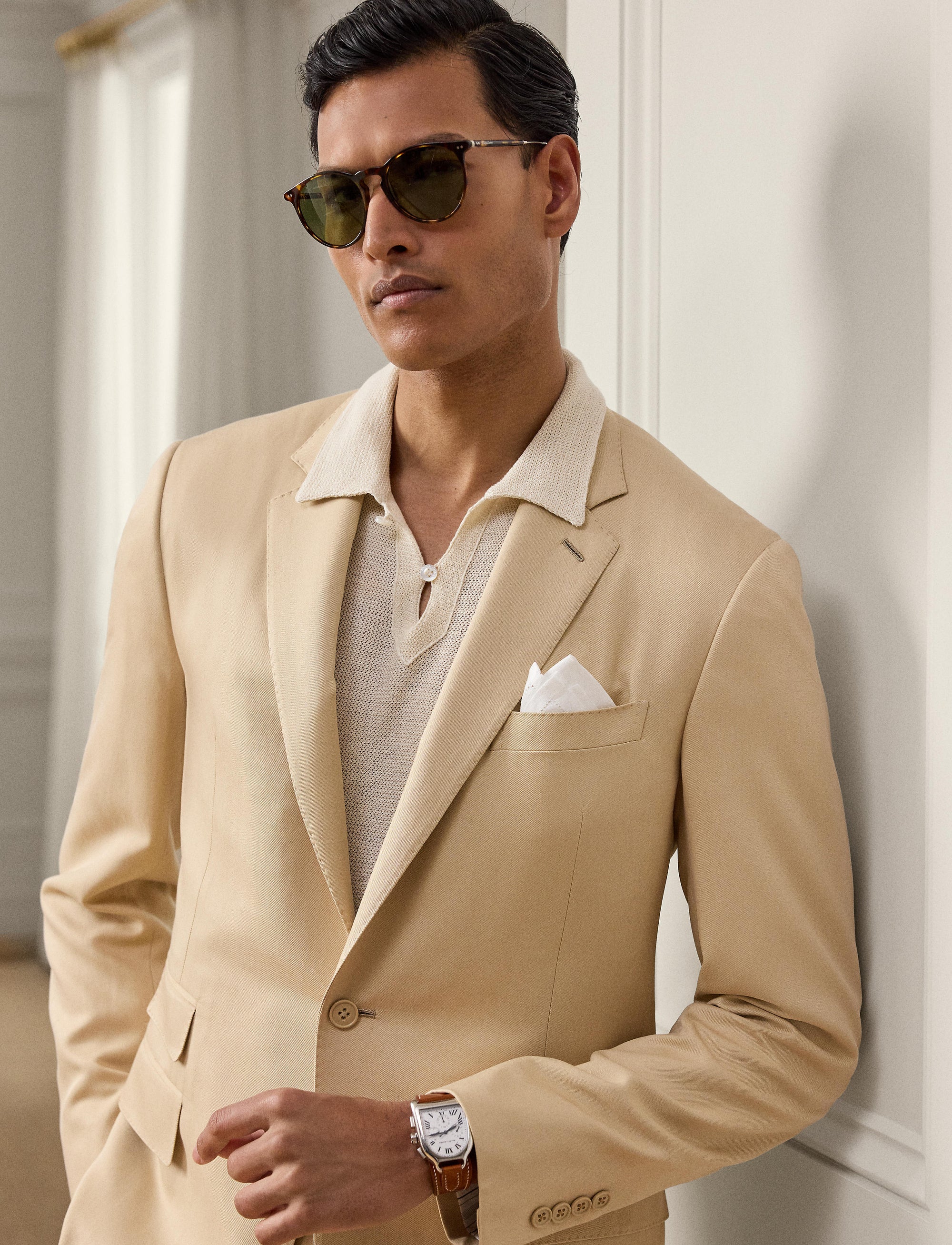 Veste Kent en gabardine de soie - Tan