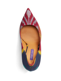 Escarpins Celia à motif ikat 100 en lin et soie mélangé - Navy Multi