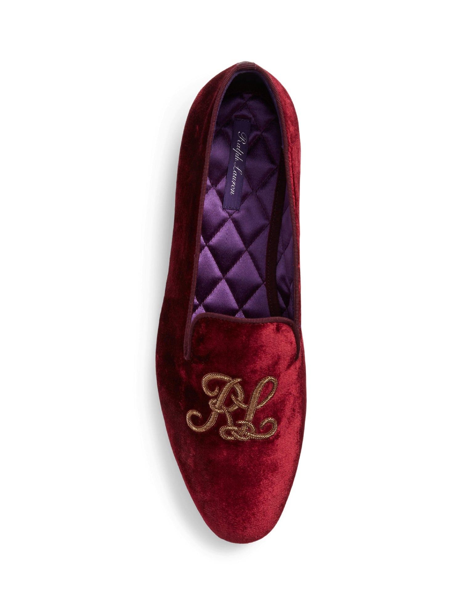 Chaussons Alonzo brodés en velours - Crimson