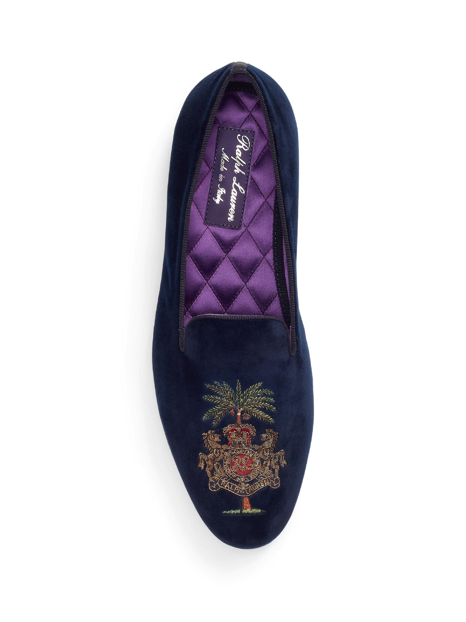 Chaussons brodés Alonzo en velours - Chairman Navy
