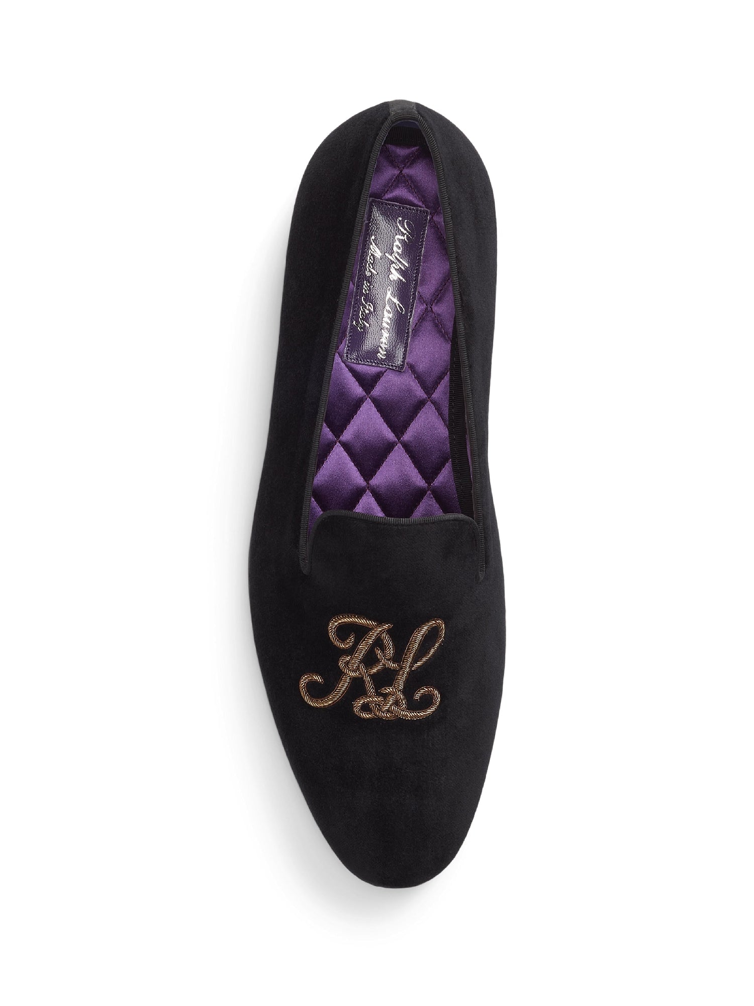 Chaussons Alonzo bullion en velours - Black & Gold