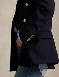 Blazer croisé en laine mélangée - Navy