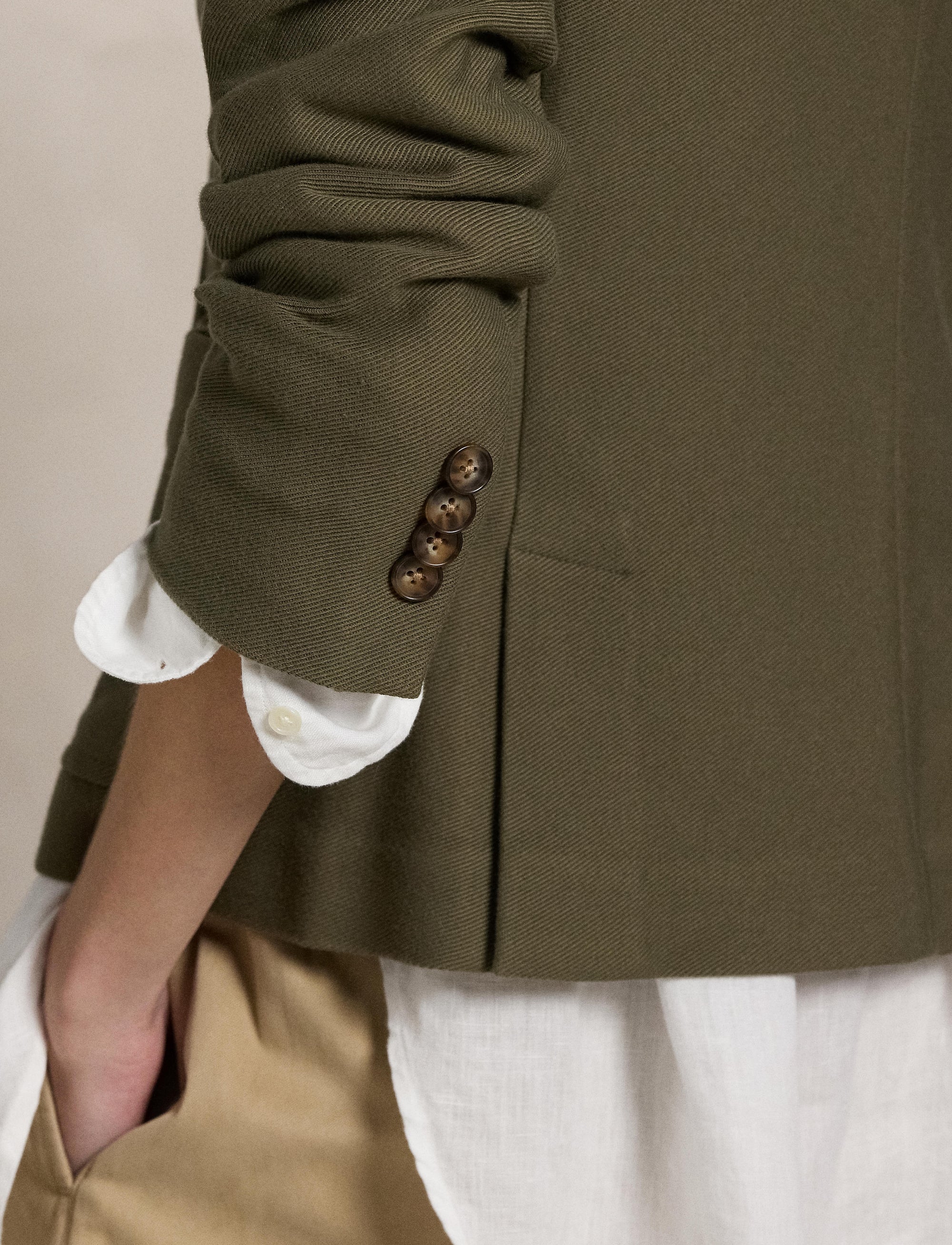 Blazer croisé en jacquard - Outdoor Olive