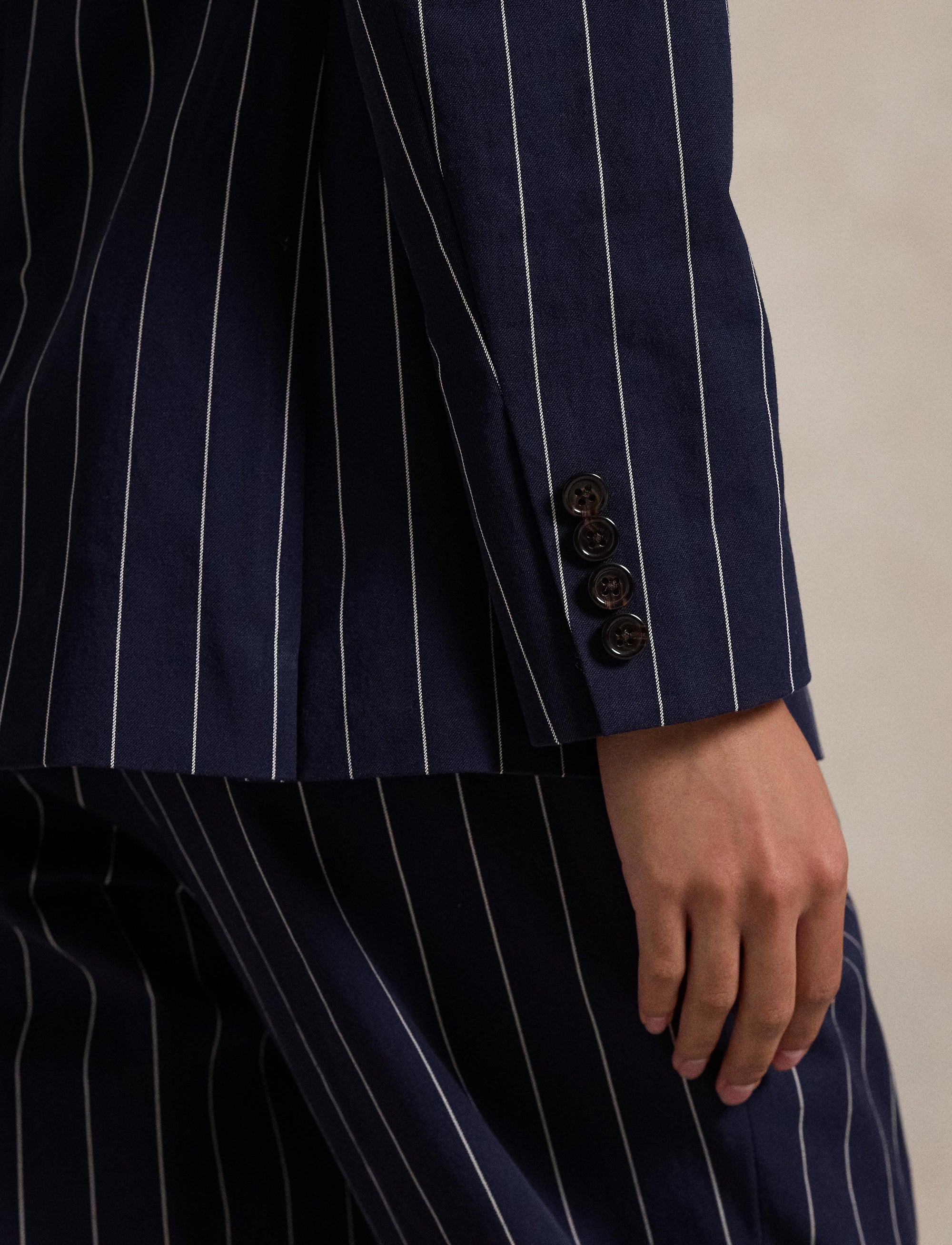 Single breasted milleraie blazer - Navy & Cream