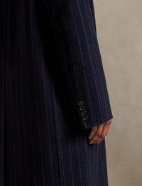 Manteau en laine milleraies - Navy Chalk Stripe