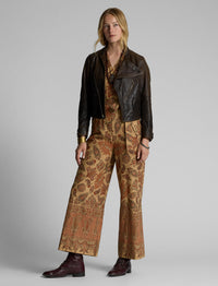 Veste moto en cuir - Dark Sepia