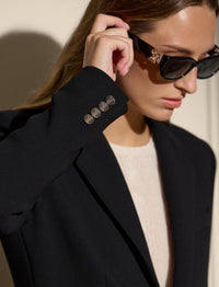 Manteau Parker en crêpe de laine - Black