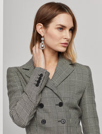 Veste Madelena prince-de-galles en laine - Black & Antique Cream