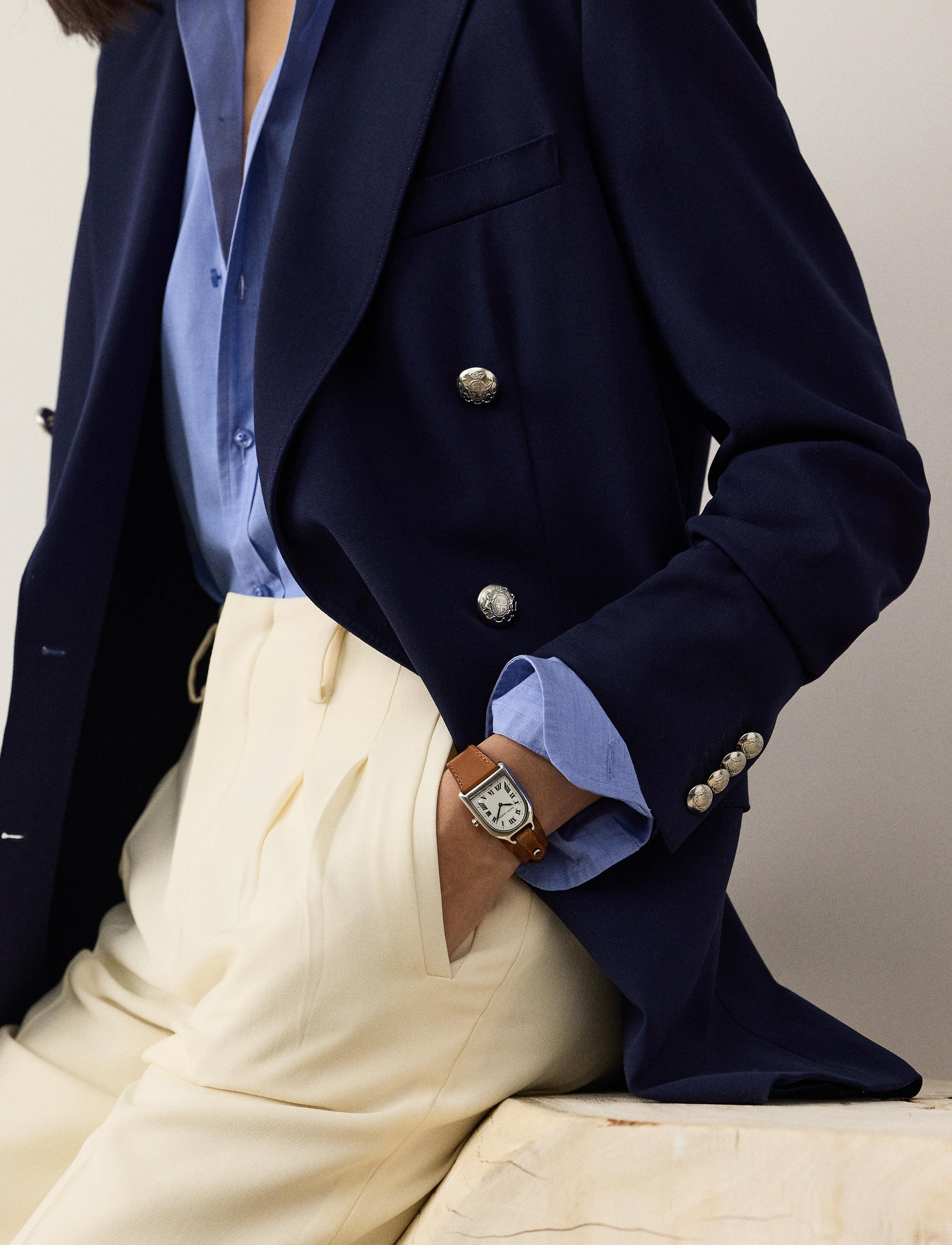 Veste Shelden en crêpe de laine - Lux Navy