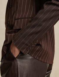 Veste Safford en laine milleraies - Brown & Cream