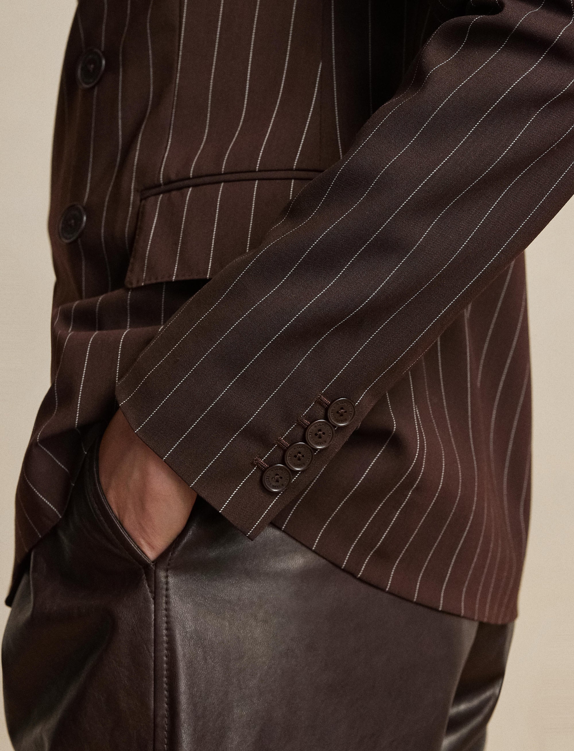 Veste Safford en laine milleraies - Brown & Cream