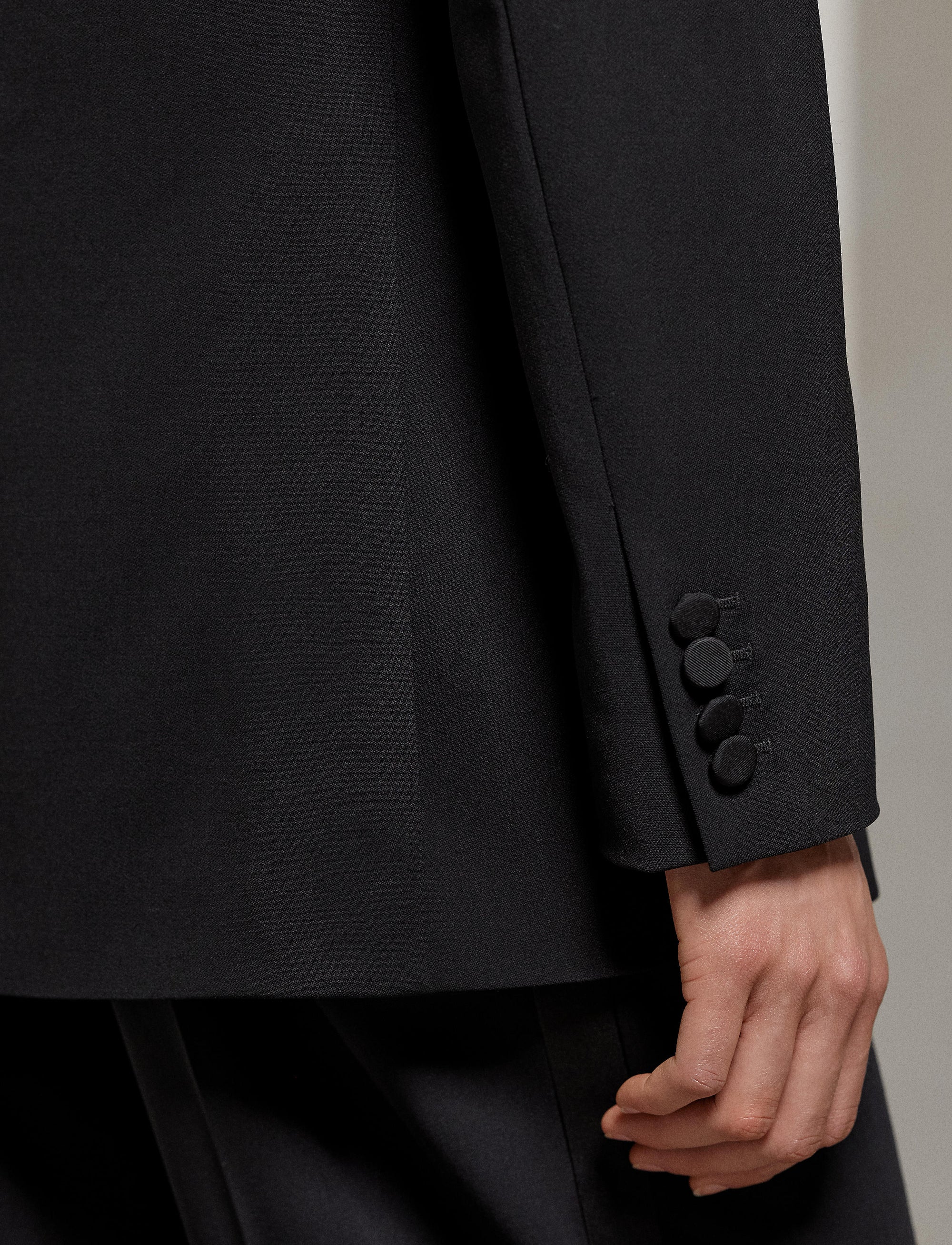 Veste de smoking Shelden en crêpe de laine - Black