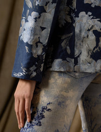 Veste Parker jacquard fleuri en lin - Blue Multi