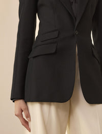 Blazer Hardison à double boutonnage en laine mélangée - Noir